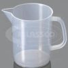 Plastična laboratorijska čaša sa drškom 1000 ml, poluprovidna, reljefna graduacija, Glassco